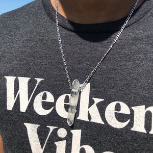 Clear Quartz Stainless Steel Necklace